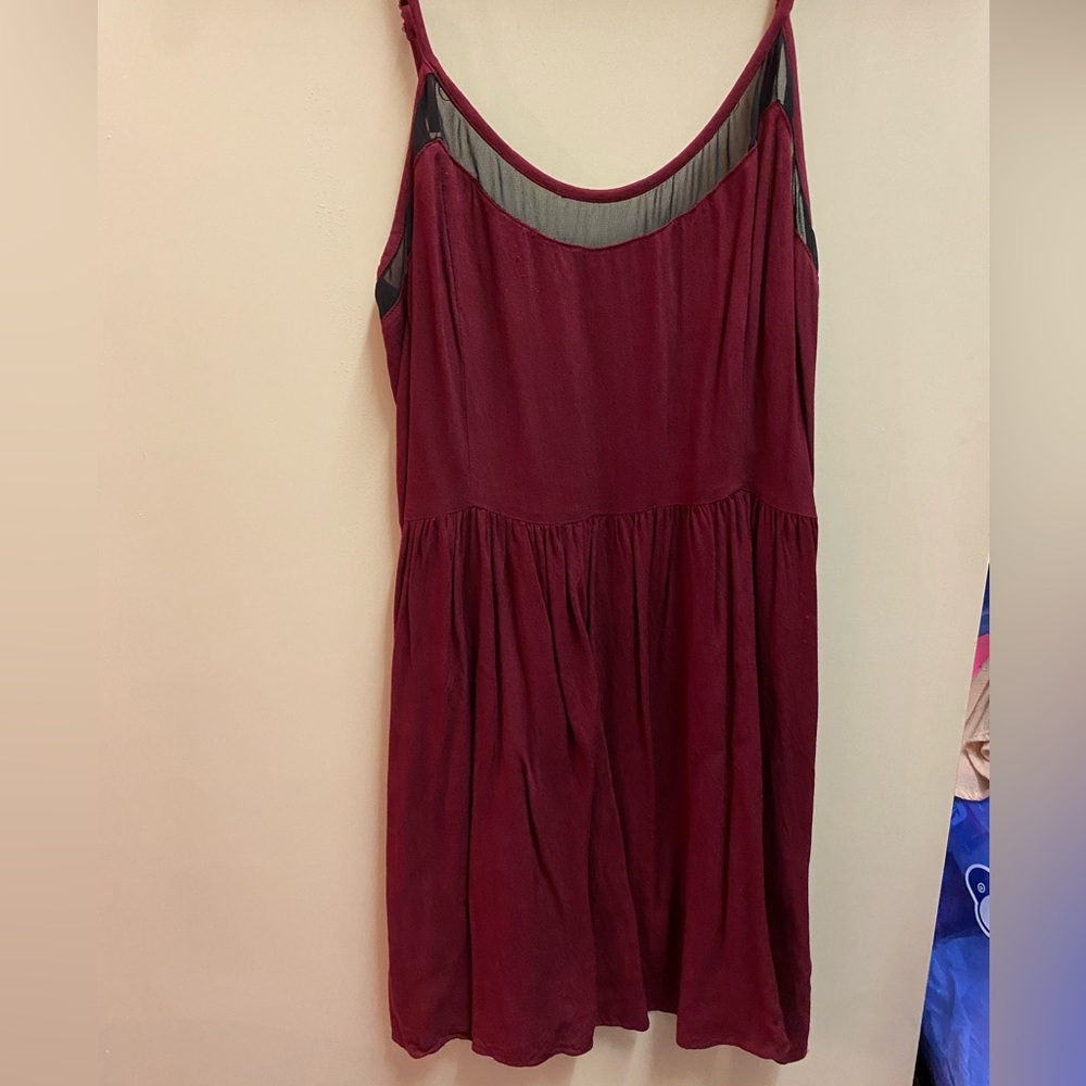 Red dress with see-through detailing
